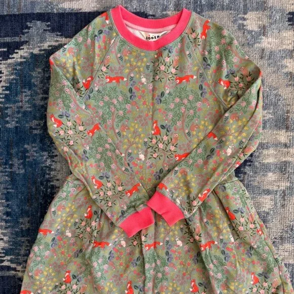 Mini Boden | Dresses | Mini Boden Printed Sweatshirt Dress Green Smoke  Woodland Girls Size 9y | Poshmark
